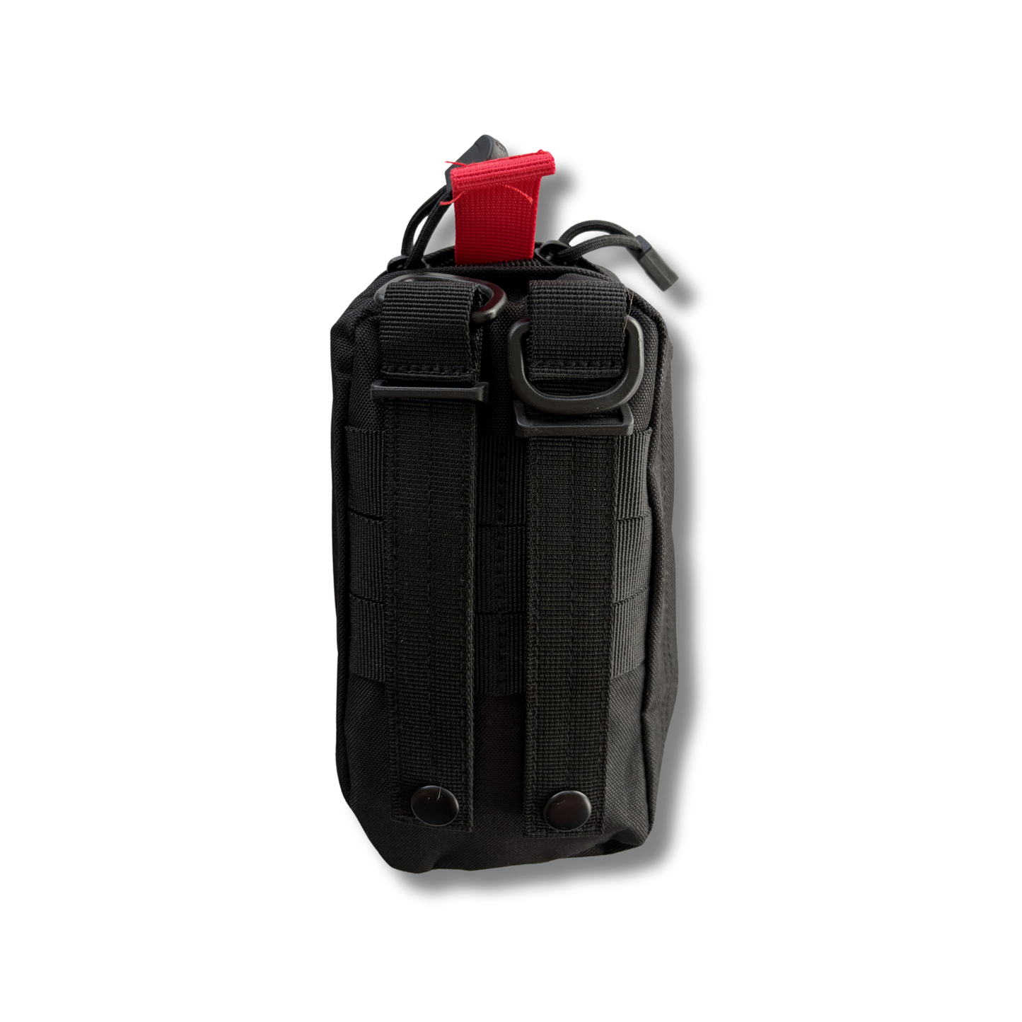 Rear view of the LifeSaver medical emergency pouch for the black-tourniquet variant
