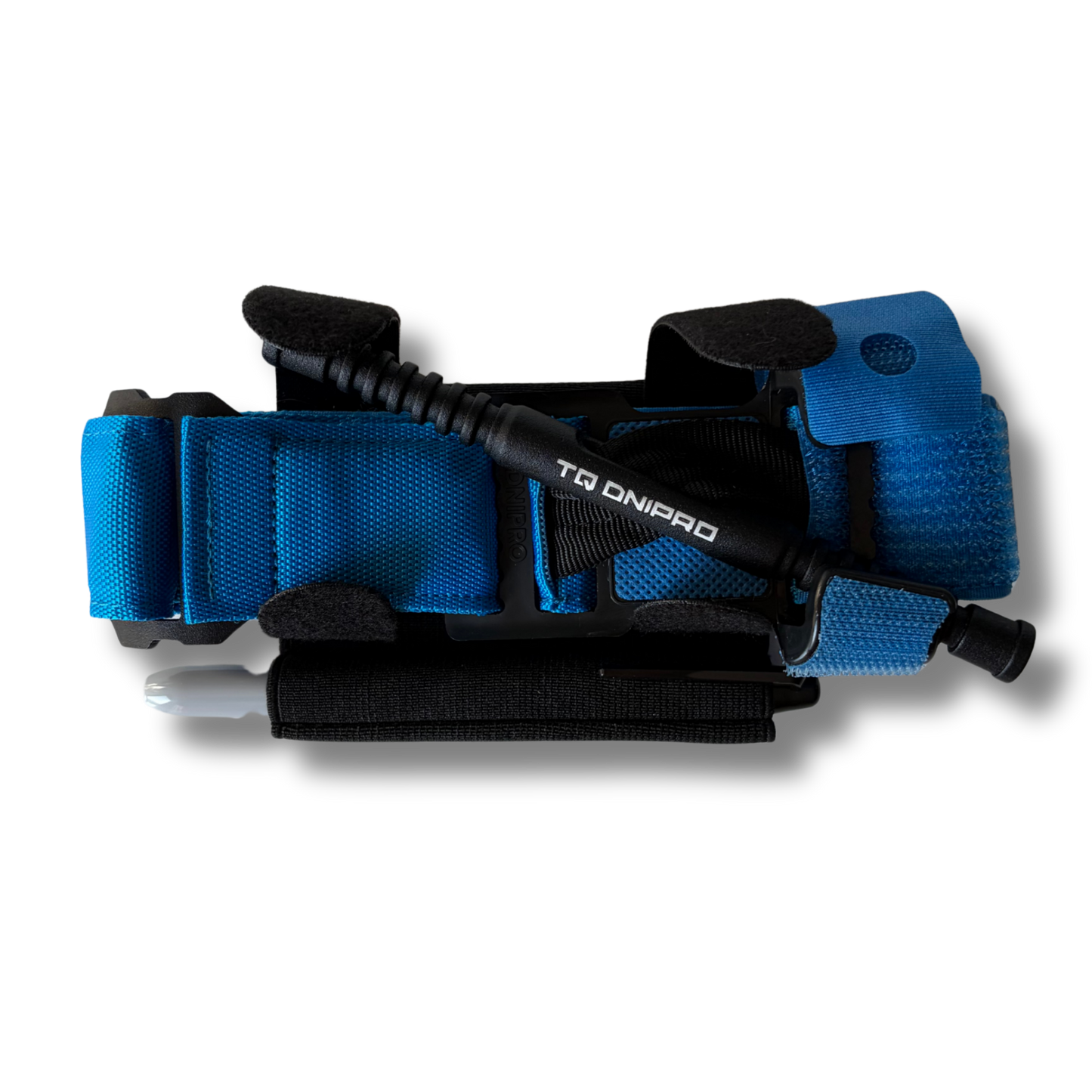 Geopende blauwe houder van de LifeSaver Tourniquet Set