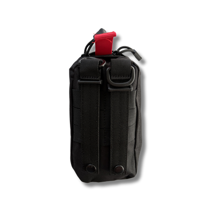 Rear view of the LifeSaver medical emergency pouch for the orange-tourniquet variant