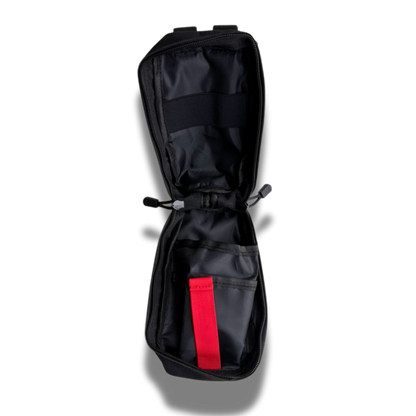 Open LifeSaver medical emergency pouch showing organised contents for the orange variant