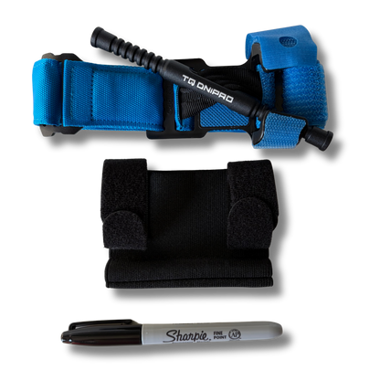 Blauwe LifeSaver Tourniquet Set met Dnipro Tourniquet Gen 2, houder en permanente marker