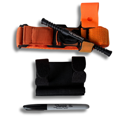 Oranje LifeSaver Tourniquet Set met Dnipro Tourniquet Gen 2, houder en permanente marker